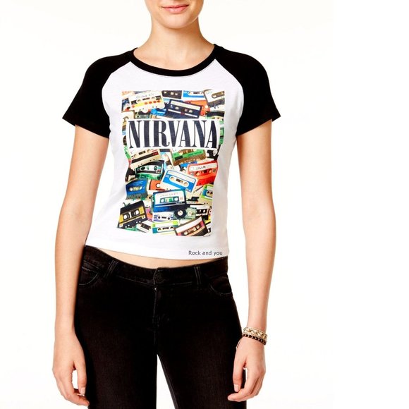 Nirvana Tapes Logo Raglan grunge punk rock Official T-Shirt XL NWT - Picture 1 of 2